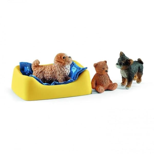 Valpskåpsfigur - SCHLEICH - Farm World 42480 - Maltipoo, Chihuahua och Labrador Retriever