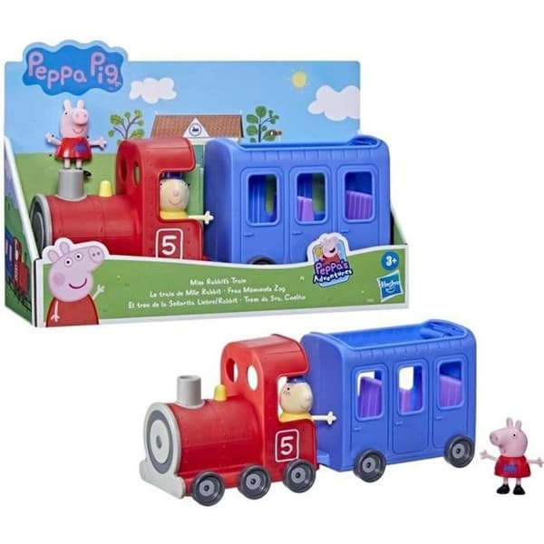 Rullande och avtagbar förskoleleksak - HASBRO - PEPPA PIG - Miss Rabbit's train - 2 figurer ingår