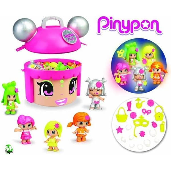 Pinypon - FAMOSA - Mix &amp; Max Neon Party - Box i begränsad upplaga med 5 neonfigurer