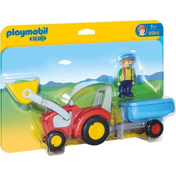 PLAYMOBIL - 6964 - PLAYMOBIL 1.2.3 - Bonde med traktor och släp