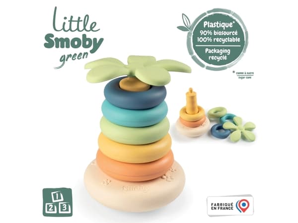 Little Žalias “Smoby Little Žalias” har en piramide og en “Bioplastik Palma 6EL” disk.