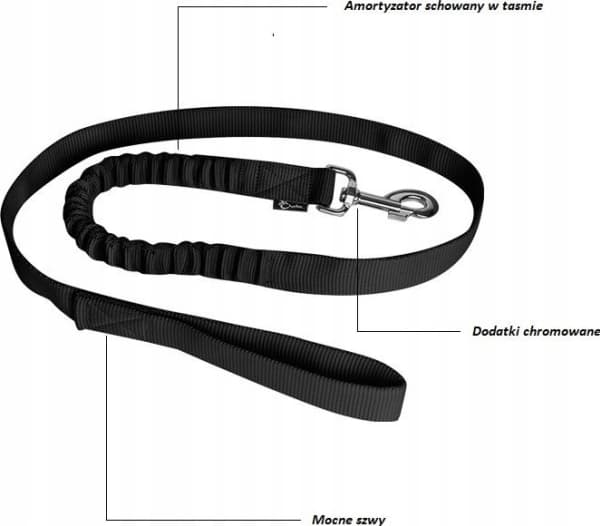Chaba CH leash with shock absorber 16-black 4798