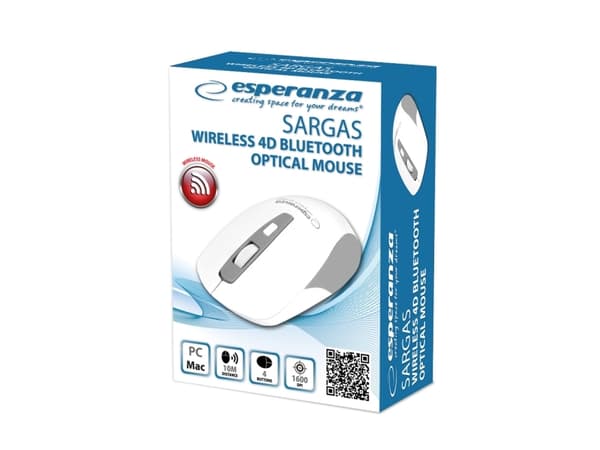 Esperanza EM130W Trådløs Bluetooth 4D-liitäntä, kotelo, valkoinen