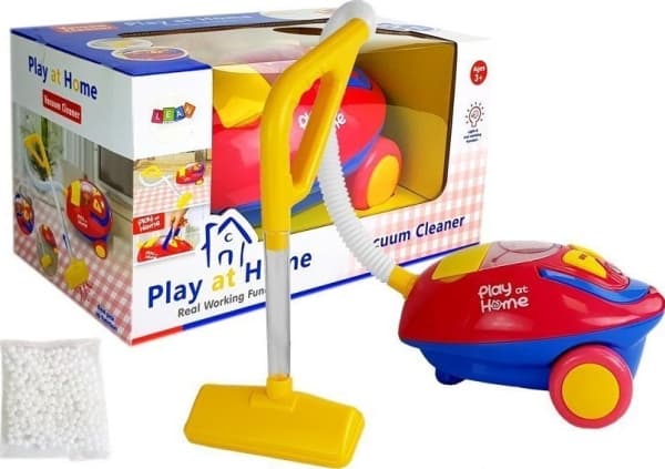 LEANToys Large Vacuum Cleaner Red-Yellow Battery Operated Lights Sounds