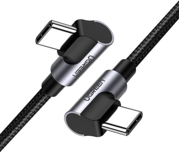 UGREEN US323 USB-C til USB-C vinklet kabel, PD, 3A 60W, 2m (svart)