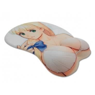 Blond manga relief musmatta med blå rosett - Kul och ovanligt