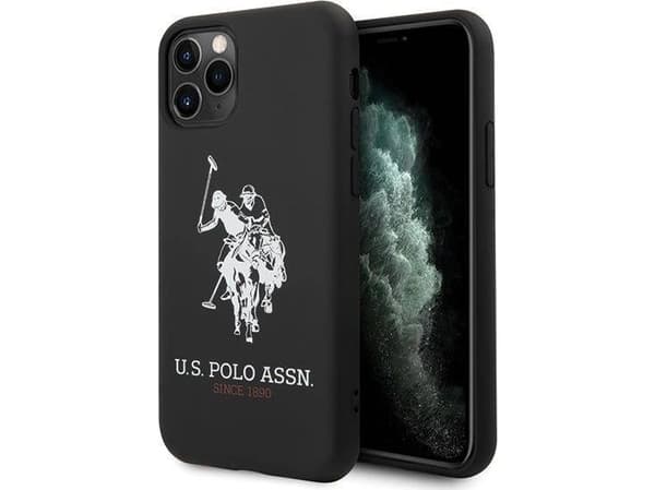 Deksel US Polo Assn US Polo USHCN65SLHRBK iPhone 11 Pro Max svart/svart silikonsamling