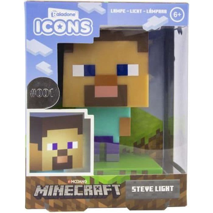 GOLVLAMPA Minecraft Steve Icon Lampa Mini Night Fun Pixelated Shiny Sovrum