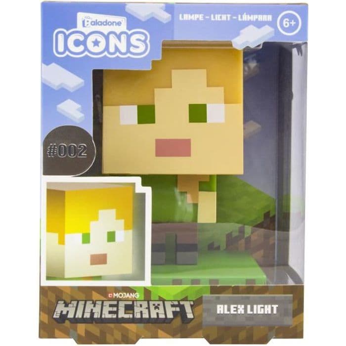 GOLVLAMPA Minecraft Alex Icon Light BDP Mini Pixelerad Rolig Nattlampa Glänsande sovrum