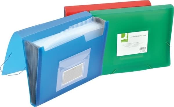 Q-Connect Folder mappe med elastisk bånd A4, gjennomsiktig rød (5705831165977)
