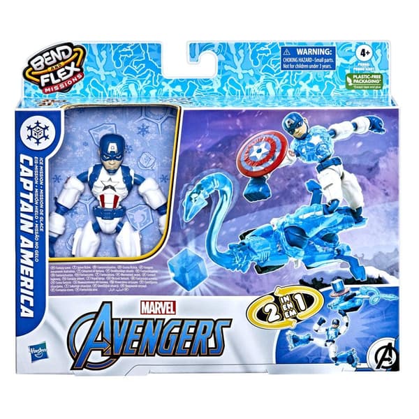 Marvel Avengers Figur, 2-in-1 Bend & Flex Ice Mission Captain America