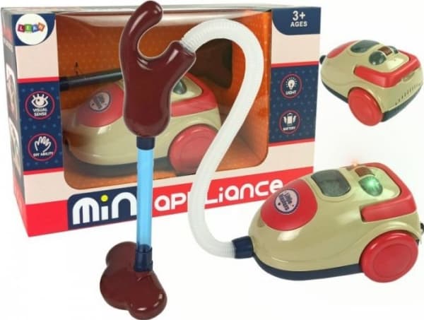 LEANToys Battery Operated Vacuum Cleaner Red-Cream Light Sound