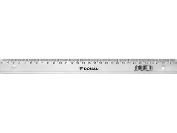 Donau linjal DONAU, 30cm, anheng, gjennomsiktig