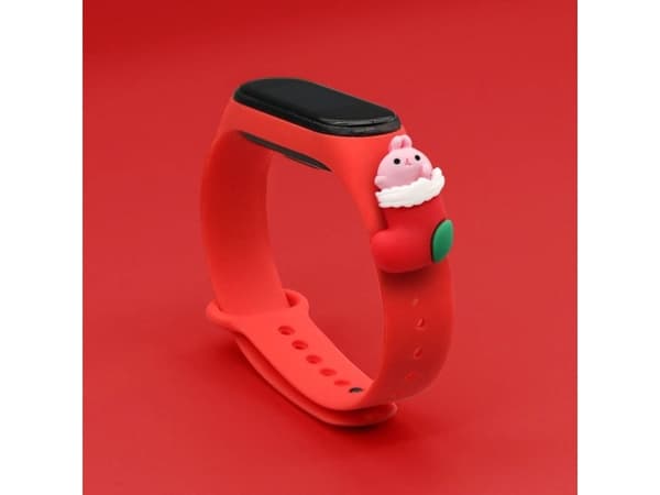 Hurtel Strap Xmas armband för Xiaomi Mi Band 6 / Mi Band 5 Juligt silikonarmband rött (Santa 1)