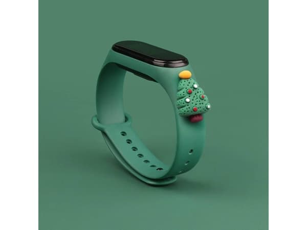 Hurtel julearmbånd til Xiaomi Mi Band 3/4 mørkegrønn (juletre 2)