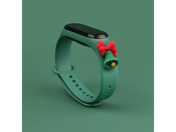 Hurtel Strap Xmas Armbånd for Xiaomi Mi Band 4 / Mi Band 3 Christmas Silikon Strap Armbånd Mørkegrønt (Bell)