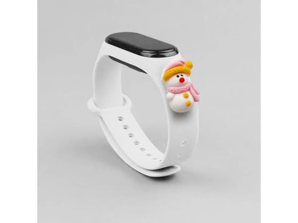 Strap Xmas band for Xiaomi Mi Band 4 / Mi Band 3 Christmas silikon stropp armbånd hvit (snømann 2)