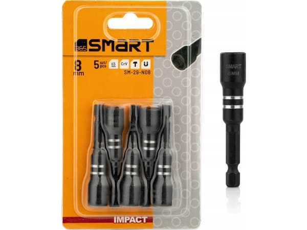 Smarta magnetiska slaghylsor 1/4" 8mm 5st smart
