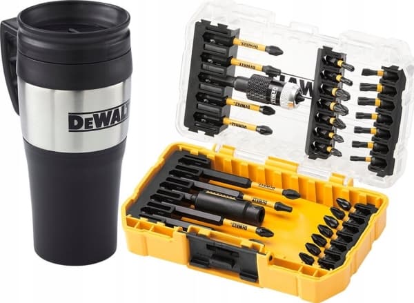 Dewalt 32 part set of acces. flextorq + term mug