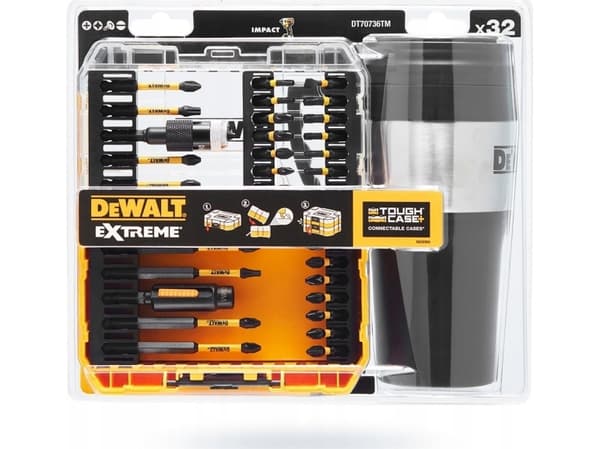 Dewalt 32 part set of acces. flextorq + term mug