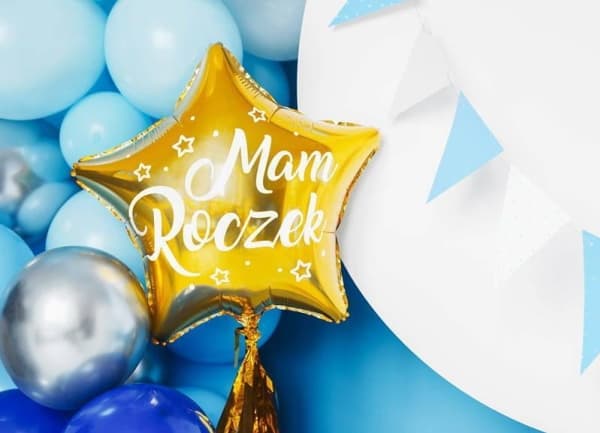 PartyDeco Star folieballong - jeg er ett år gammel, 48cm, gull en størrelse