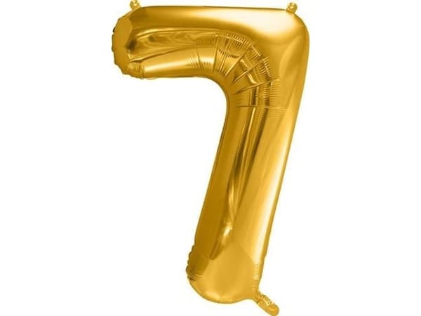 Party Deco folio ilmapallo numero "7", 86cm, kultainen yleismaailmallinen