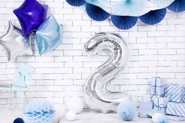 Party Deco folio ilmapallo numero "2", 86cm, hopea universaali