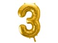 Miniatyrbilde 1 av 5: Party Deco Folieballong Nummer "3", 86cm, universalgull