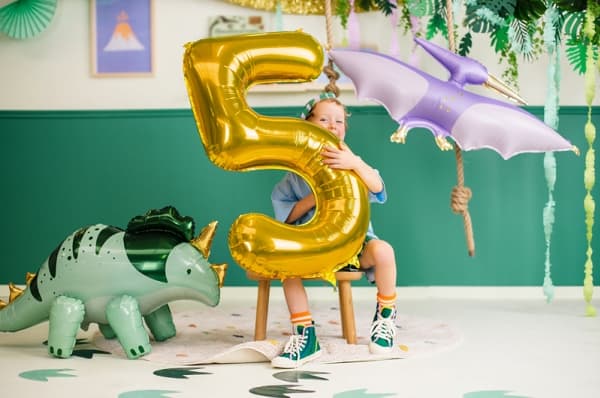 Party Deco Folieballong Nummer "5", 86cm, universalgull