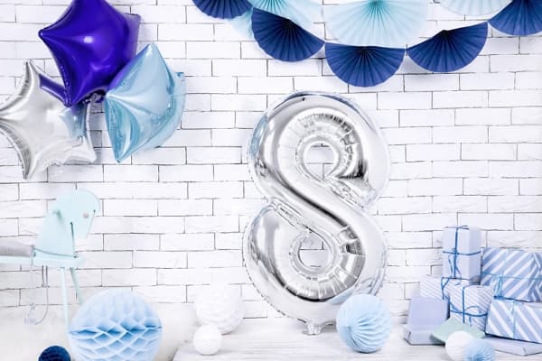 Party Deco folio ilmapallo numero "8", 86cm, hopea universaali