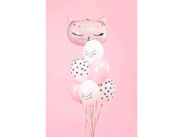 PartyDeco Balloons 30 cm, Kitten, Pastel Pure White one size