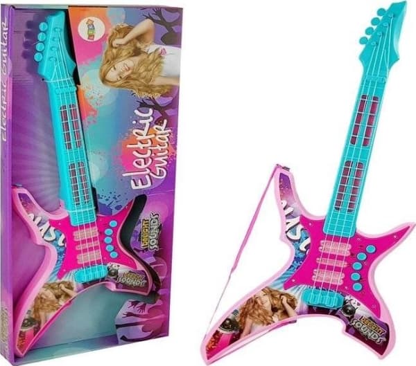 LEANToys Electric Guitar with Lights and Sounds Pink 62 cm (7817)
