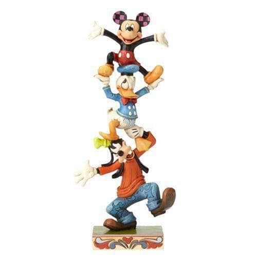 Långben, Donald och Musse figurin - Jim Shore - Unik modell - Träeffekt - Disney Traditions-kollektionen