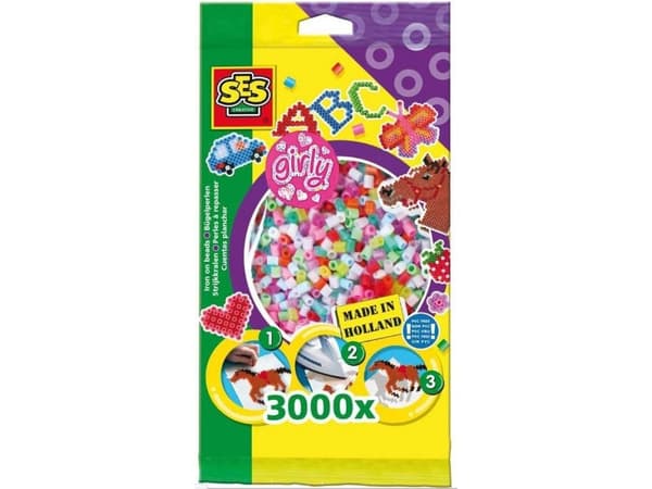 SES Creative Beedz Mix iron on beads 3000 trendy, Pärlor till pärlplattor, 3000 styck, Multifärg, Pojke/flicka, 5 År, 12 År