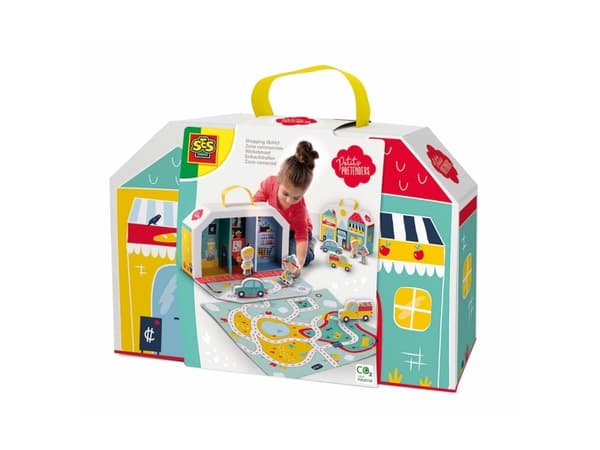 SES Creative Petits Pretenders Shopping district play suitcase and play mat, Lekematte til babyer, Flerfarget