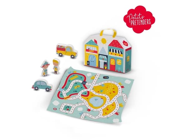 SES Creative Petits Pretenders Shopping district play suitcase and play mat, Lekematte til babyer, Flerfarget