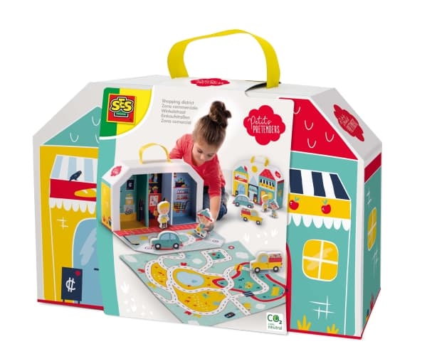 SES Creative Petits Pretenders Shopping district play suitcase and play mat, Lekematte til babyer, Flerfarget