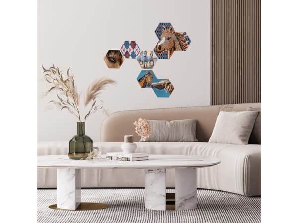 SES Creative Art med pärlor - Hexagonal pärlstavla - Hästar