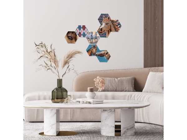 SES Creative Art med pärlor - Hexagonal pärlstavla - Hästar