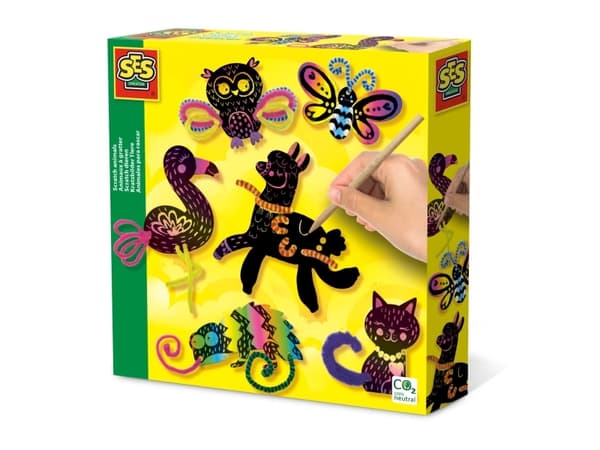 SES Creative Scratch animals, Children''s craft kit, 5 år, Flerfarget, 1 stykker