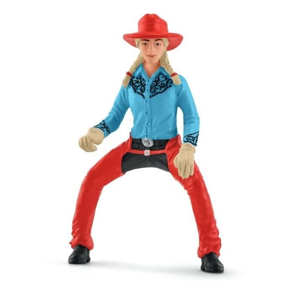SCHLEICH - Cowgirl och tävlingstunnor - 42576 - Farm World sortiment