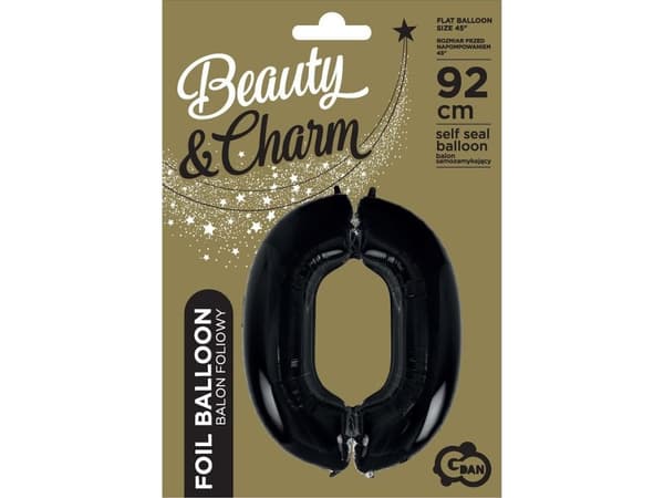 GoDan Folieballong CYFRA 0, B&C, svart - 92 cm