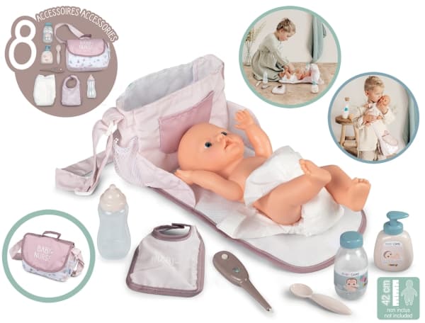 "Smoby Baby Nurse Rarling Bag + tillbehör till docka