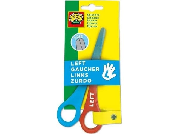 SES Creative Left-handed scissors, Barn, Rett kutt, Single/enkelt, Blå, Rød, Rustfritt stål, Kunsthåndverk saks