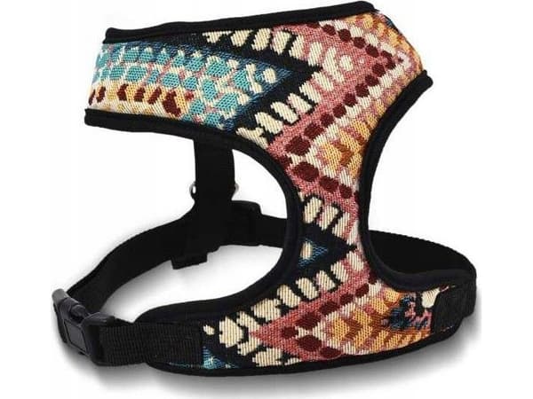 Hundesele, laget av slitesterkt stoff, boho-mønster, maks. Omkrets Hals 28cm, brystomkrets 34-45cm