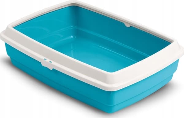 Barry King Open Litter Box HANDY with Frame for Cat, Blue, 42x33x14cm
