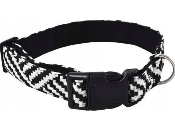 Barry King Hundhalsband, i slitstarkt tyg, Aztec-mönster, vita-sorterade ränder, 2,5x40-55cm