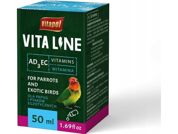 Vitapol Vitaline AD3EC for eksotiske fugler 50ml