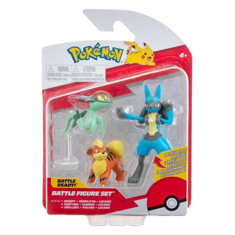 Pokemon Battle Figure Set Dreepy, Growlithe, Lucario CDON