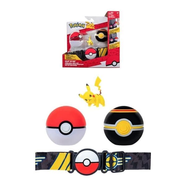 Clip Belt 'n' go bandai - Pokémon - 1 bälte, 1 Poké Ball, 1 lyxboll och 1 figur 5 cm Pikachu